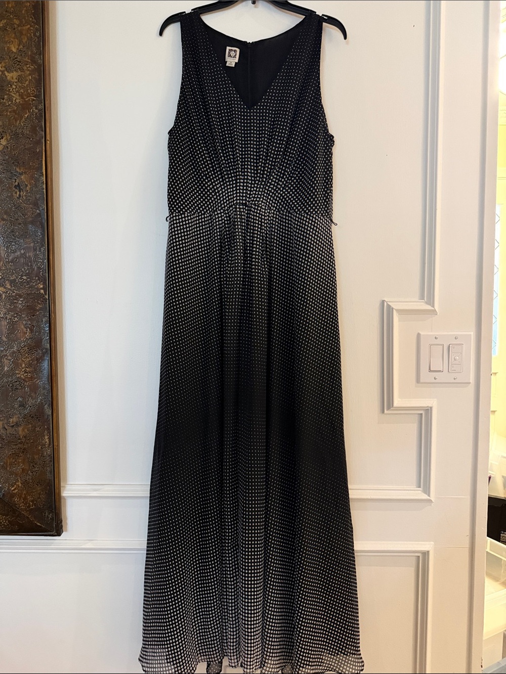 Anne Klein Black and White Ombre Polka Dot Maxi Dress